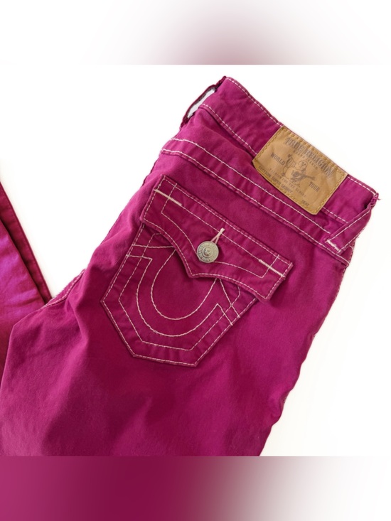 True Religion Denim - True Religion Jeans Womens 29 Purple Skinny Flap Pockets Magenta Purple